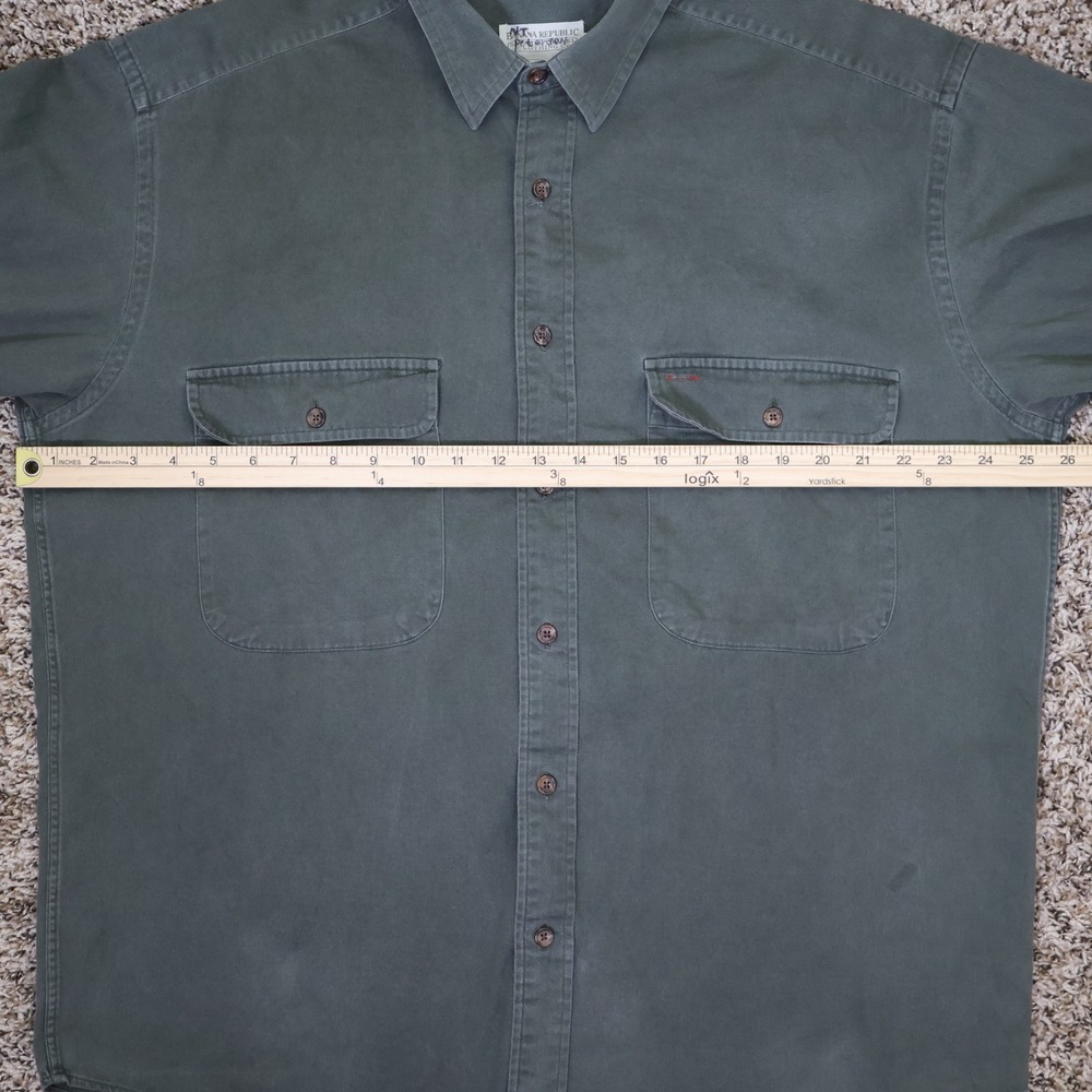 Vintage Banana Republic Safari Travel Button Down Shirt Utility Green Cotton L - Picture 11 of 14